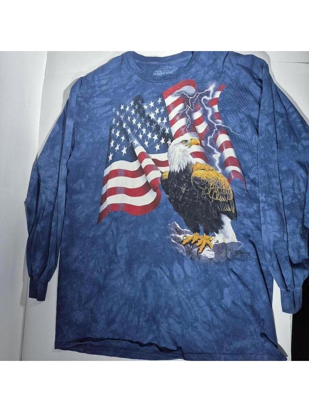 The Mountain Bald Eagle American Flag Long Sleeve Shirt 2XL